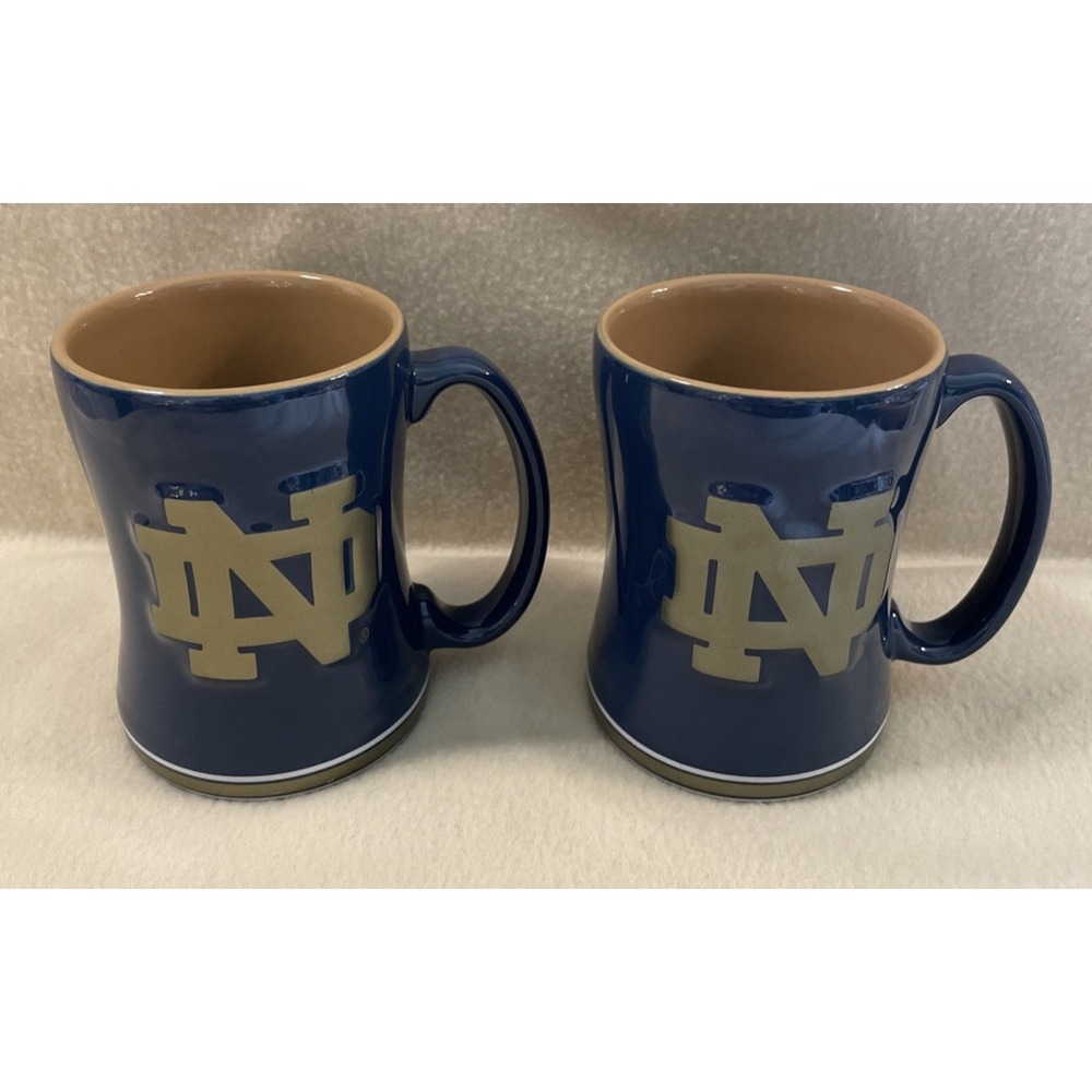 Notre Dame Fighting Irish Set of 2 Coffee Sculpted Mug Cup NCAA College Boelter